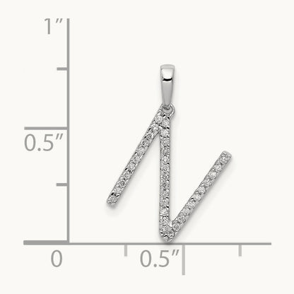 Diamond Letter N Initial Pendant, 14K White Gold