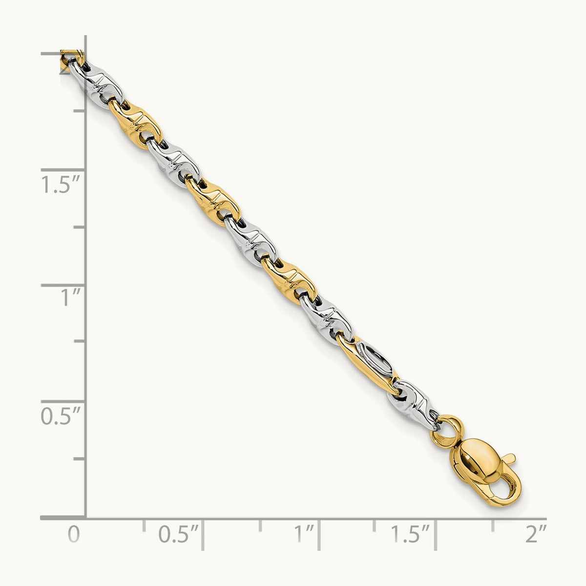 Polished Fancy Link Bracelet, 14K Two-tone