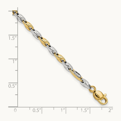 Polished Fancy Link Bracelet, 14K Two-tone
