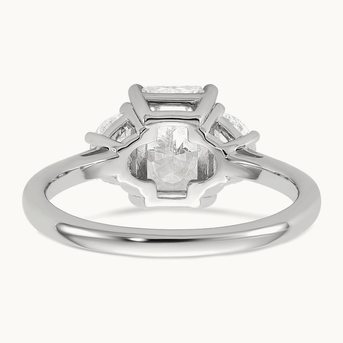 Radiant & 1/2 Moon Engagement Ring, 1.25-4.00 ct tw Lab-Grown Diamond — 2 ct, 14K White Gold