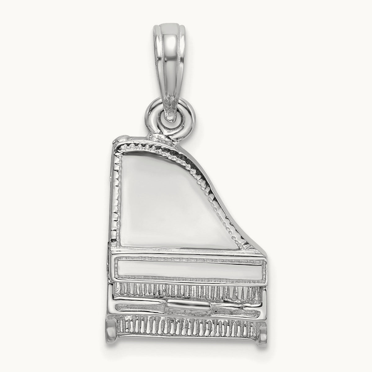 3-D Top Opens Grand Piano Charm — 14K White Gold