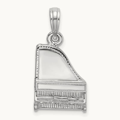 3-D Top Opens Grand Piano Charm, 14K White Gold
