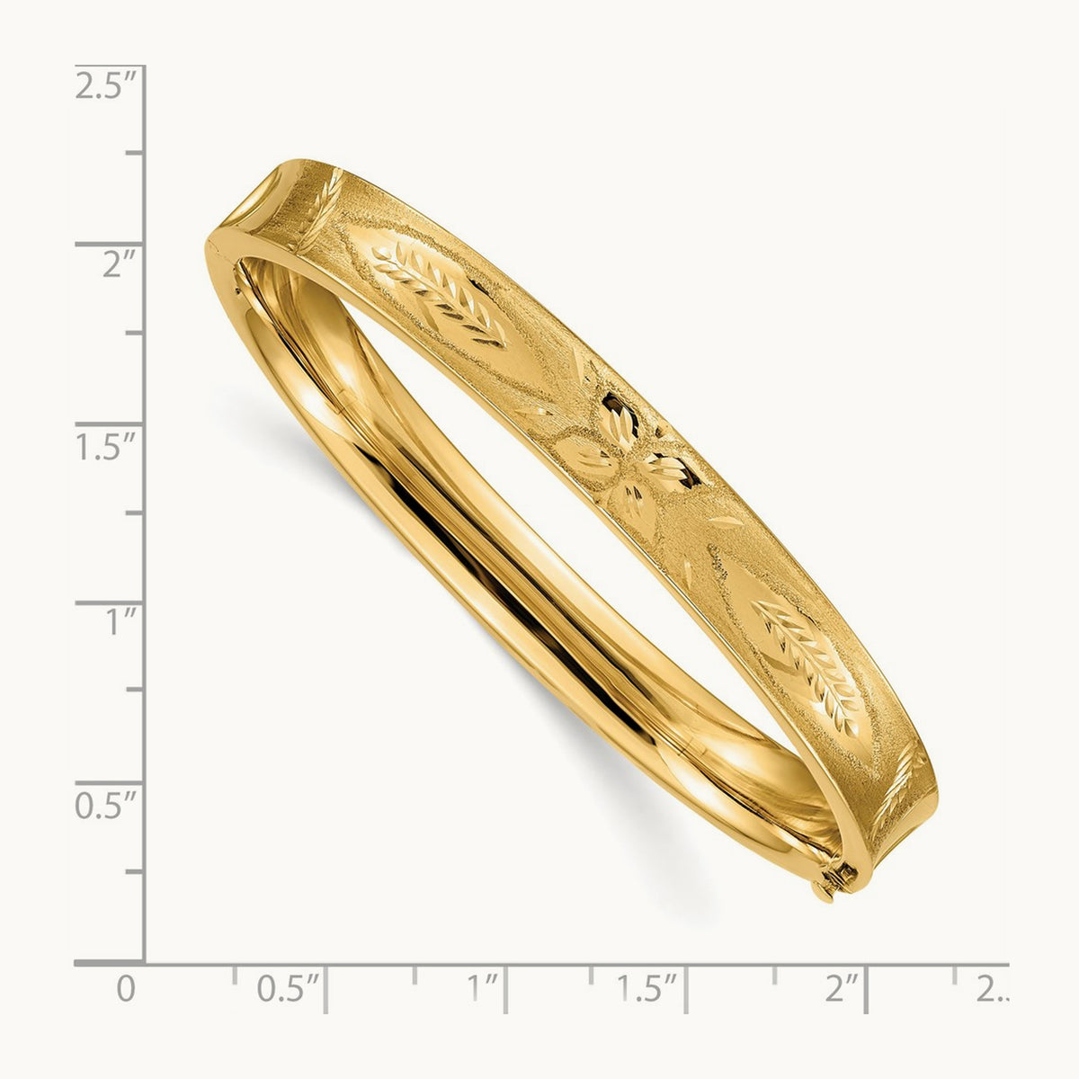 5/16 Diamond-cut Concave Hinged Bangle Bracelet, 14K