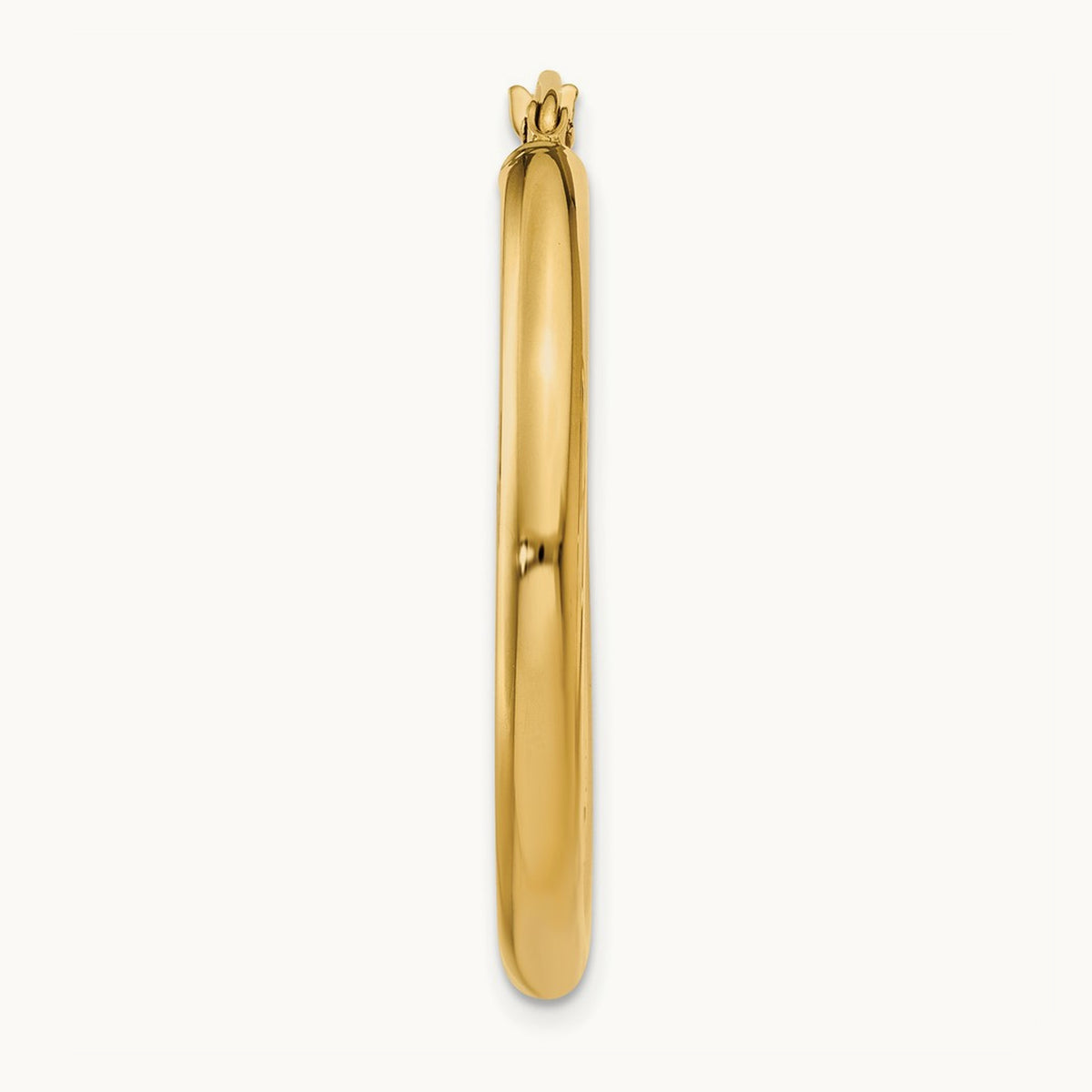 Single 14K Polished Lightweight Tube Hoop Earring, 3mm