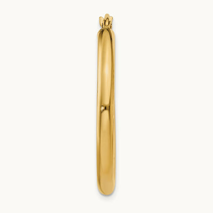 Single 14K Polished Lightweight Tube Hoop Earring, 3mm