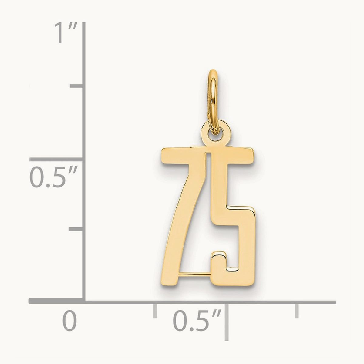 Small Elongated Number 75 Charm, 14K