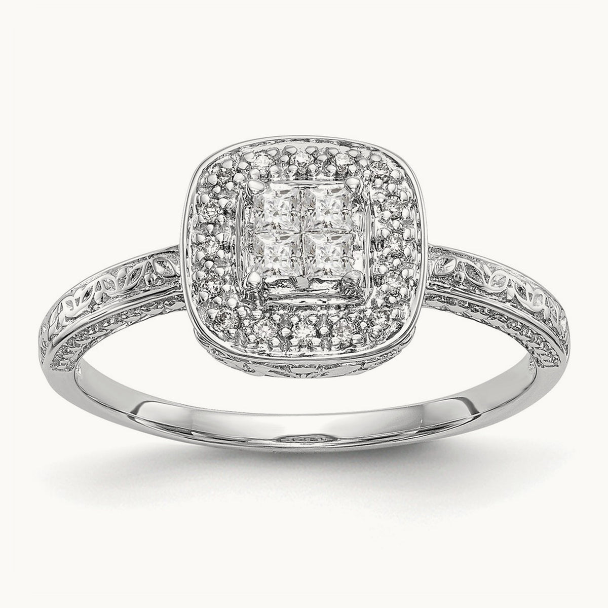 Complete Diamond Cluster Engagement Ring — photo set