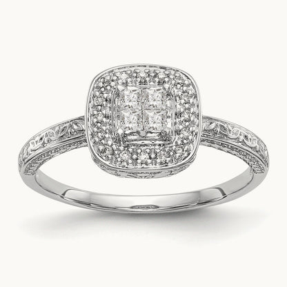Complete Diamond Cluster Engagement Ring — photo set