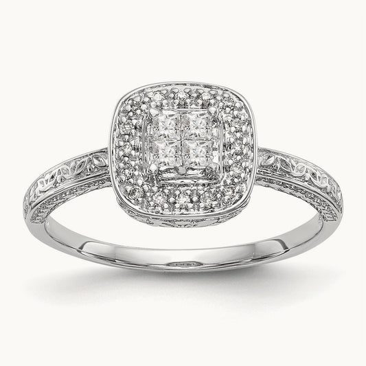 Complete Diamond Cluster Engagement Ring — photo set