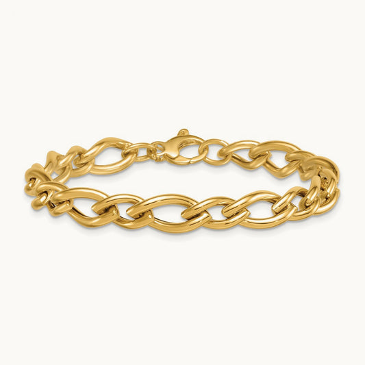 Polished 7.5 Fancy Link Bracelet, 14K