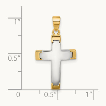 Polished Cross Pendant, 14K Two-tone