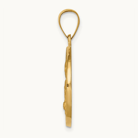 Polished / Satin St. Kateri Hollow Medal Pendant, 14K