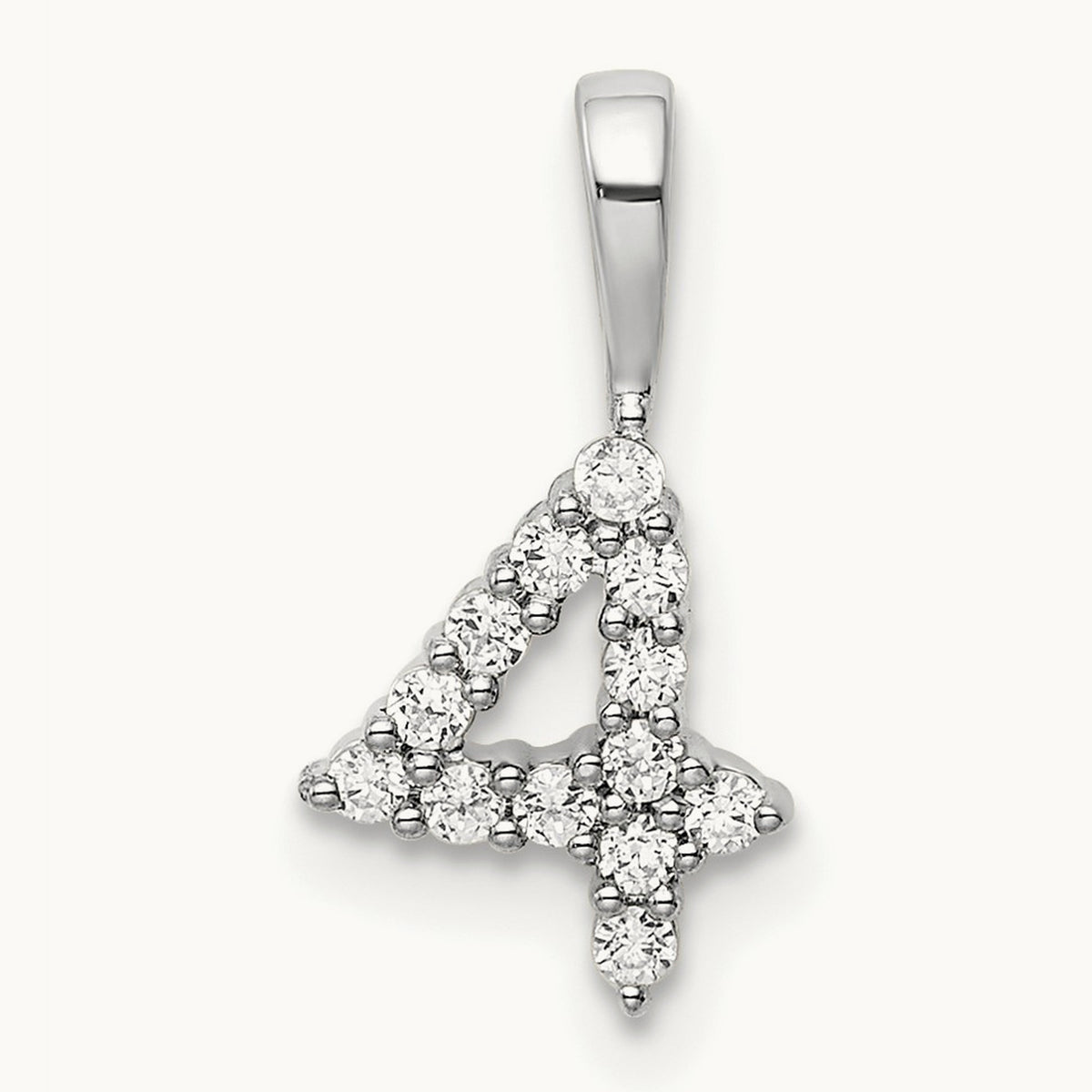 Diamond Number 4 Pendant — 14K White Gold