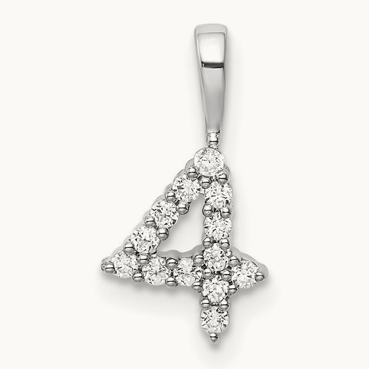 Diamond Number 4 Pendant — 14K White Gold