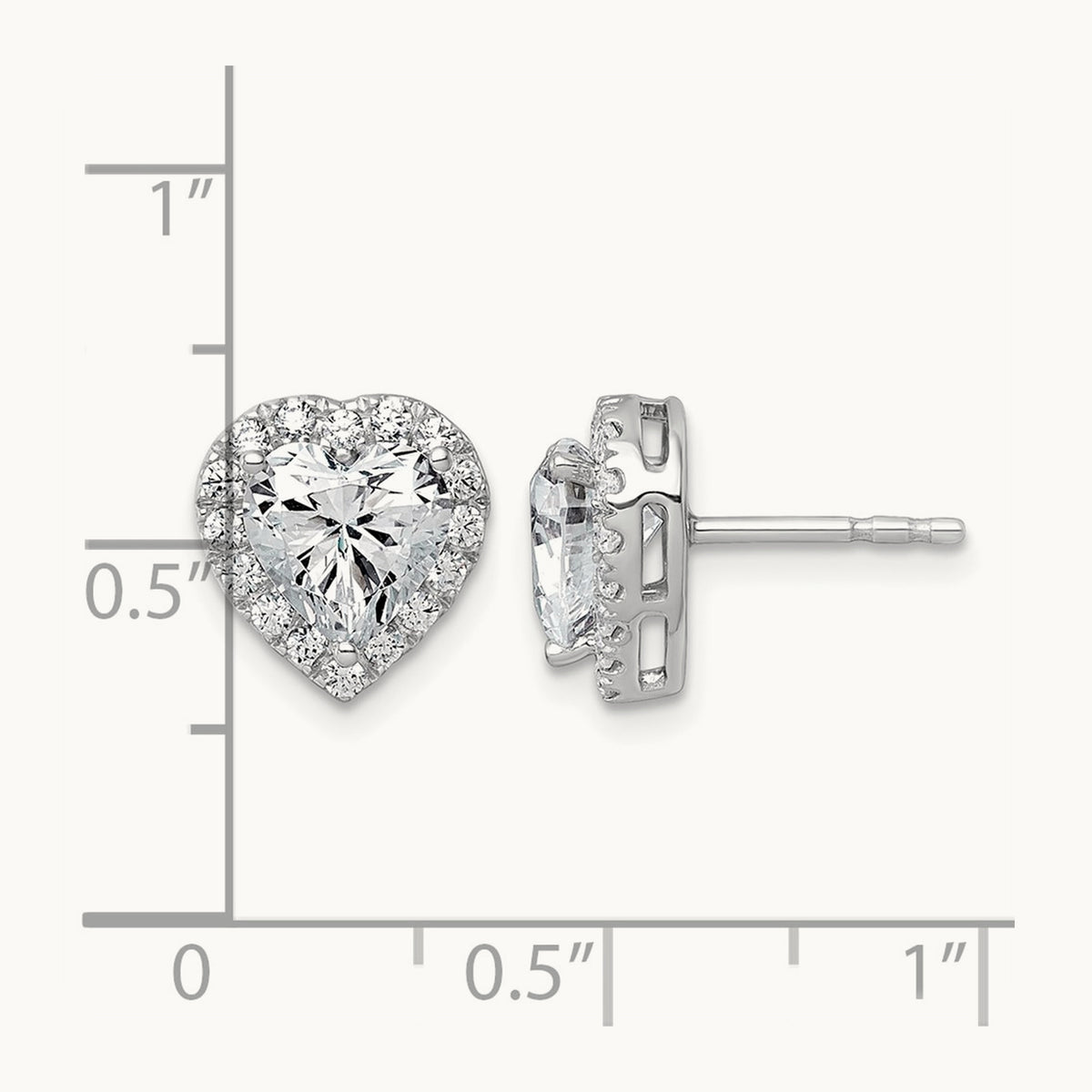 Heart Halo Post Earrings, 0.50-7.25 ct tw Lab-Grown Diamond — 2 3/8 ct, VS (Best), 14K White Gold