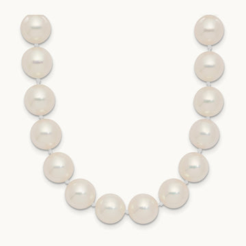 9- White Rnd Akoya Saltwater Cultured Pearl Necklace, 10mm, 14K