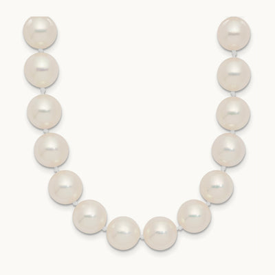 9- White Rnd Akoya Saltwater Cultured Pearl Necklace, 10mm, 14K