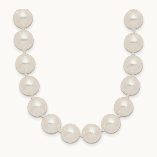 9- White Rnd Akoya Saltwater Cultured Pearl Necklace, 10mm, 14K
