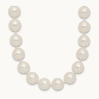 9- White Rnd Akoya Saltwater Cultured Pearl Necklace, 10mm, 14K