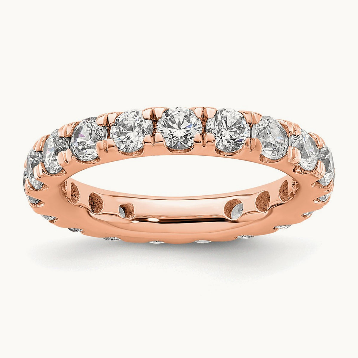 Polished U Shared Prong Diamond Eternity Band, 2.00 ct tw — 14K Rose Gold