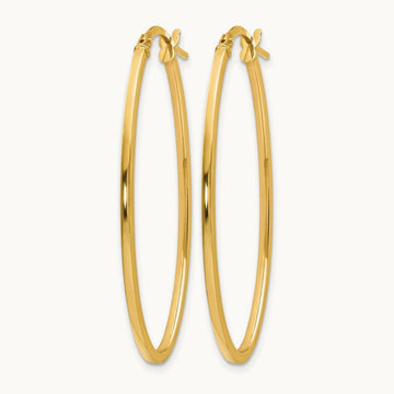 Polished Oval Hoop Earrings, 14K — Leslie's