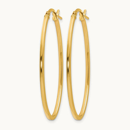 Polished Oval Hoop Earrings, 14K — Leslie's