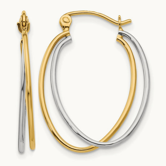 Hoop Earrings, 14K Two Tone