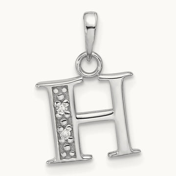 Diamond Letter H Initial Pendant, 14K White Gold