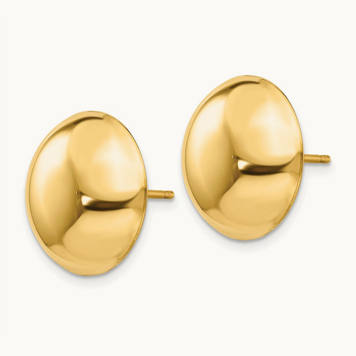 Button Post Earrings, 15.50mm, 14K