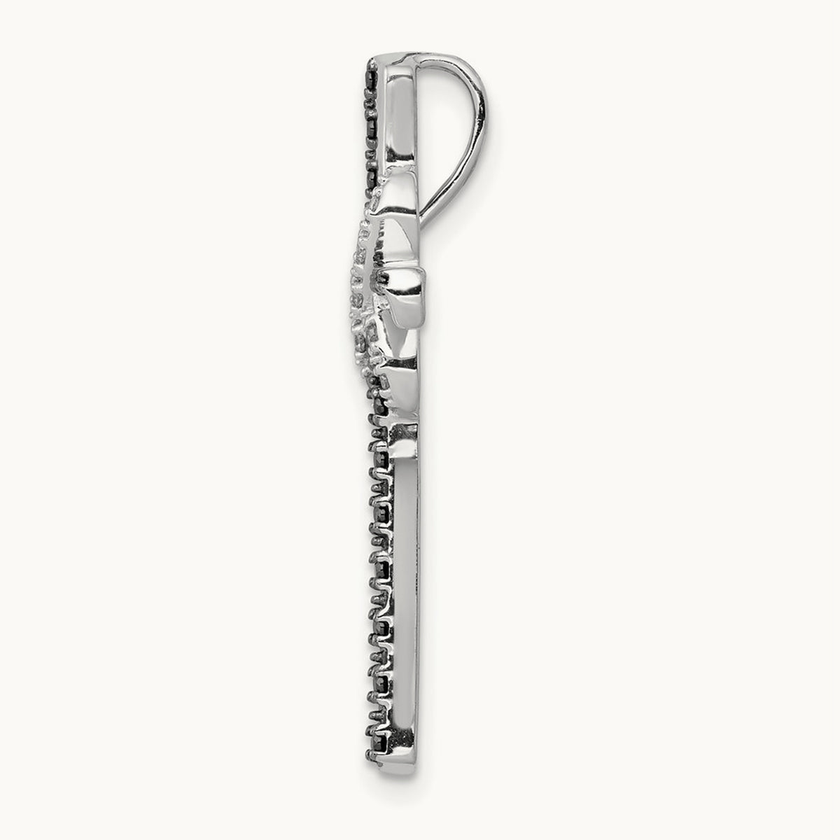 Black and White Diamond Infinity Cross Chain Slide, 14K White Gold