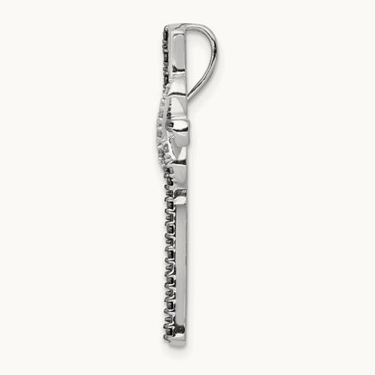 Black and White Diamond Infinity Cross Chain Slide, 14K White Gold