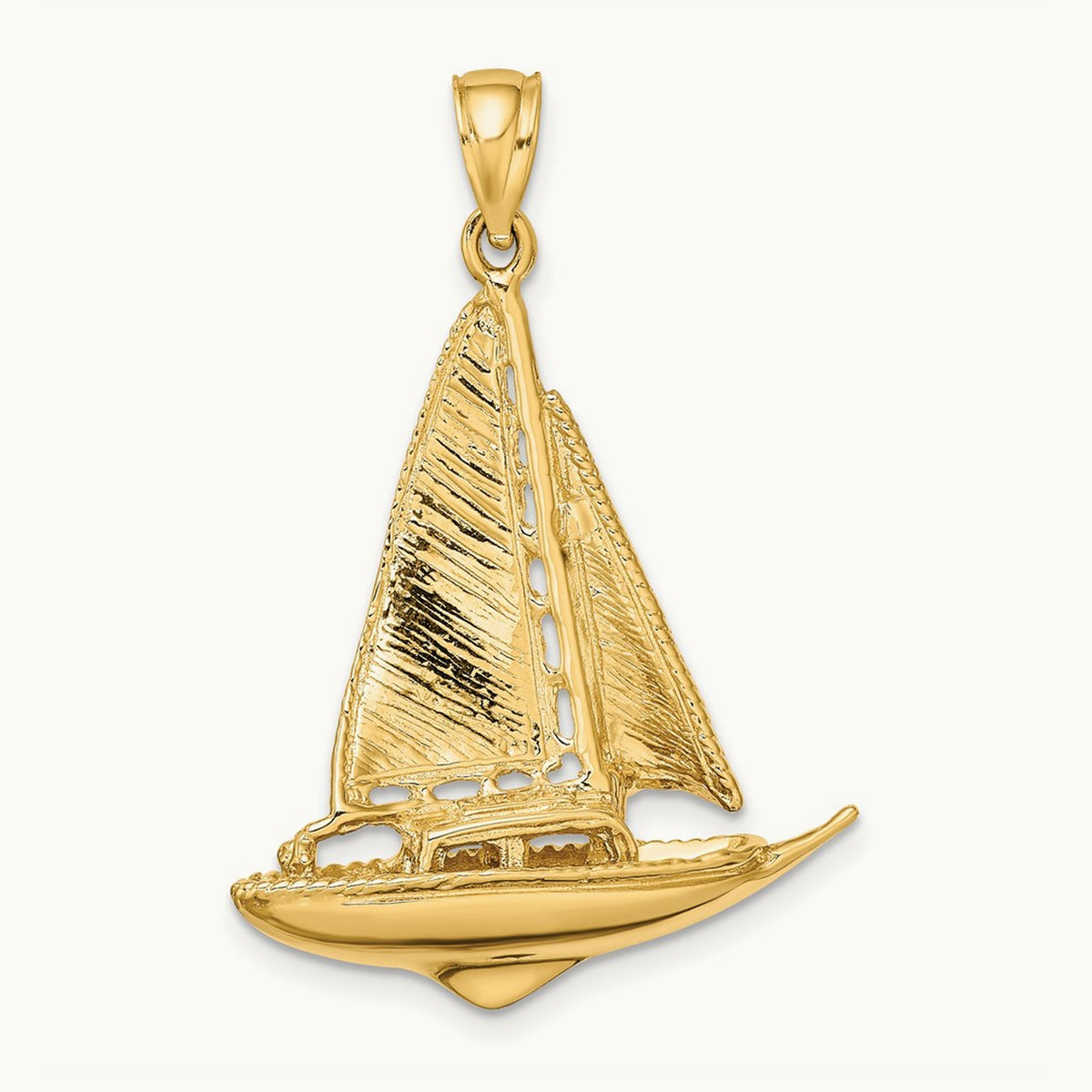 3-D Polished Sailboat Charm — 14K Yellow Gold, 36.26mm