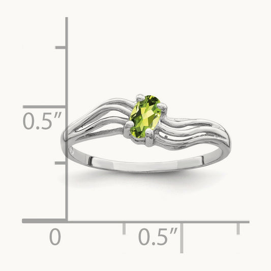 5x3mm Oval Peridot ring, 14K White Gold