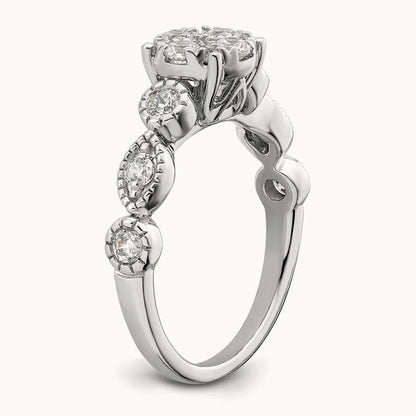Cluster Engagement Ring, 0.75 ct tw Lab-Grown Diamond