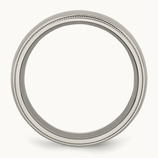 Polished Grooved and Beaded Edge Band, 8mm, Titanium