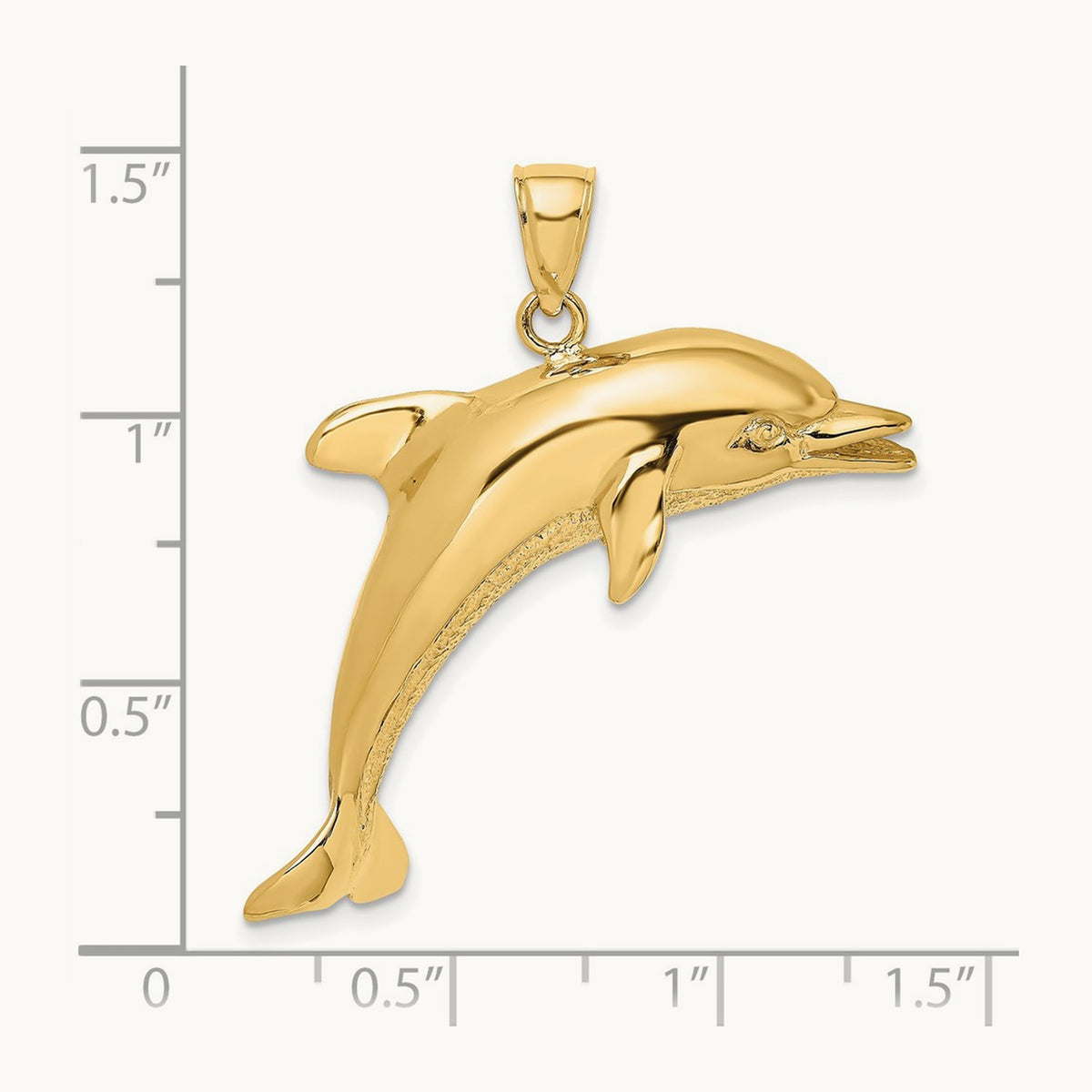 Polished and Textured Jumping Dolphin Charm, 14K