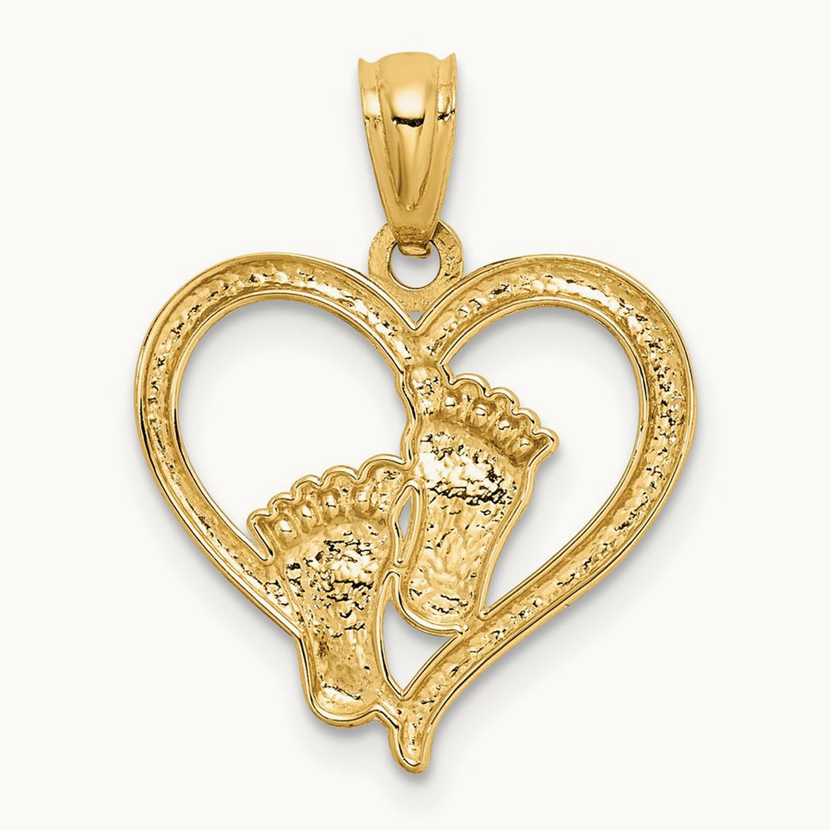 Baby Feet in a Heart Pendant, 14K