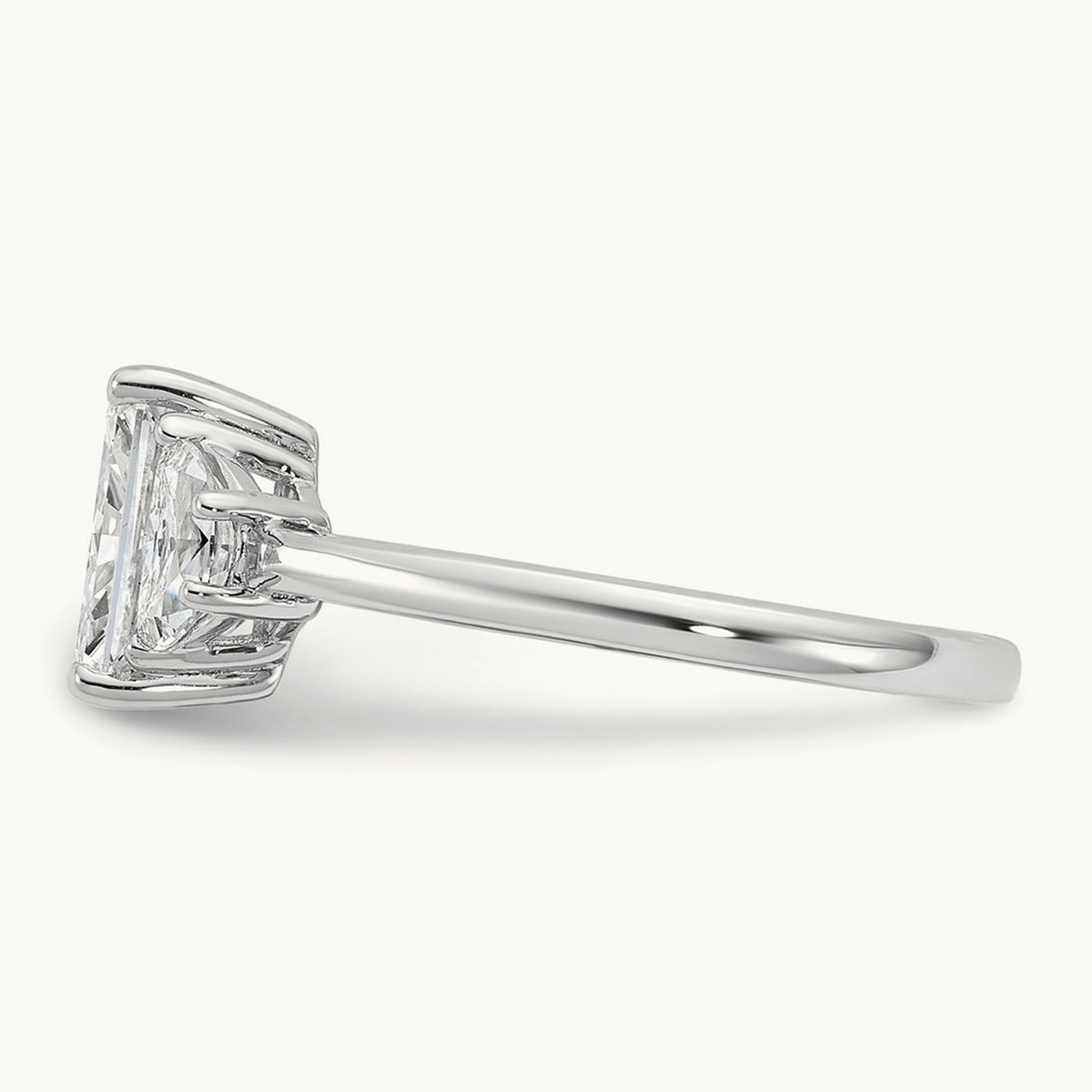 Radiant & 1/2 Moon Engagement Ring, 1.25-4.00 ct tw Lab-Grown Diamond — 2 ct, 14K White Gold