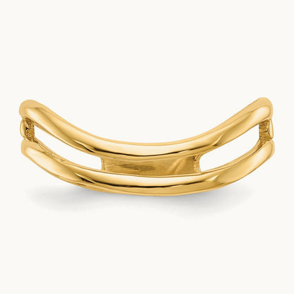 Polished Double Wave Fashion Thumb Ring, 14K Gold