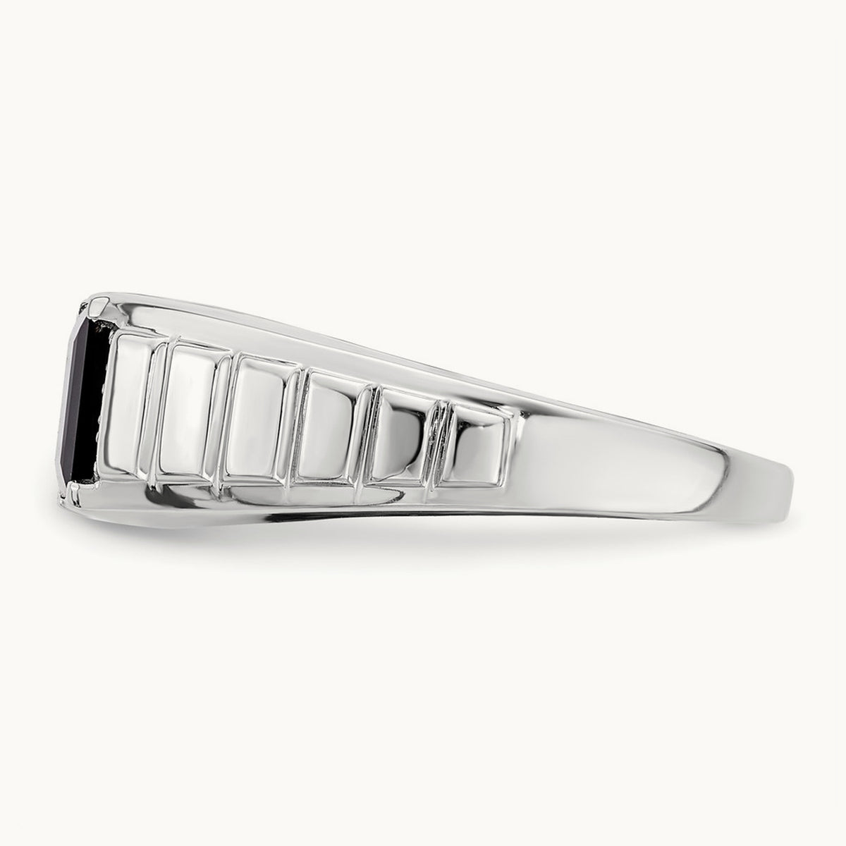 Square Onyx and Diamond Men's Ring — 14K White Gold