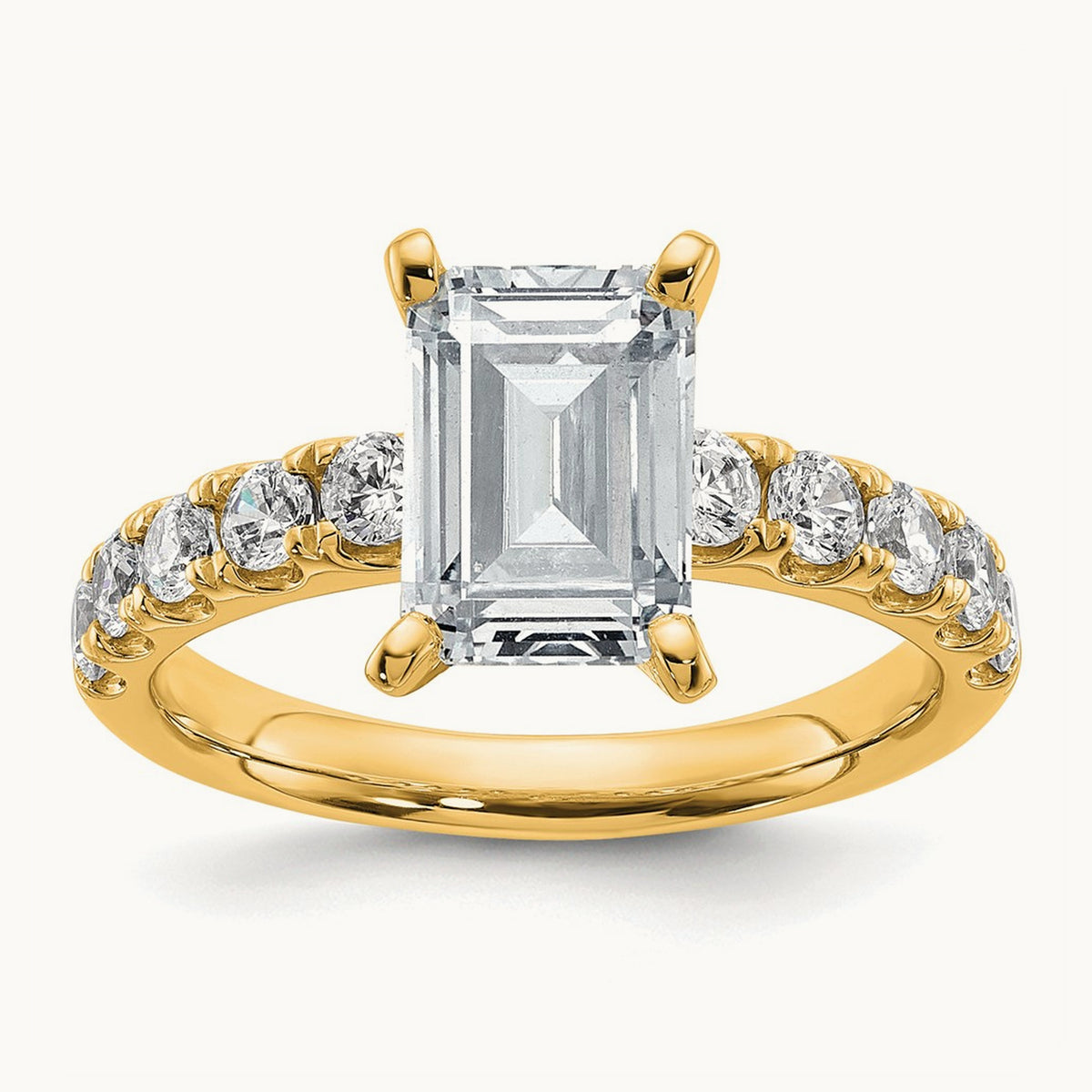 Cert 2 3/4ct Lab Grown Diamond VS+ F+ Emerald Comp Eng Ring, 14K
