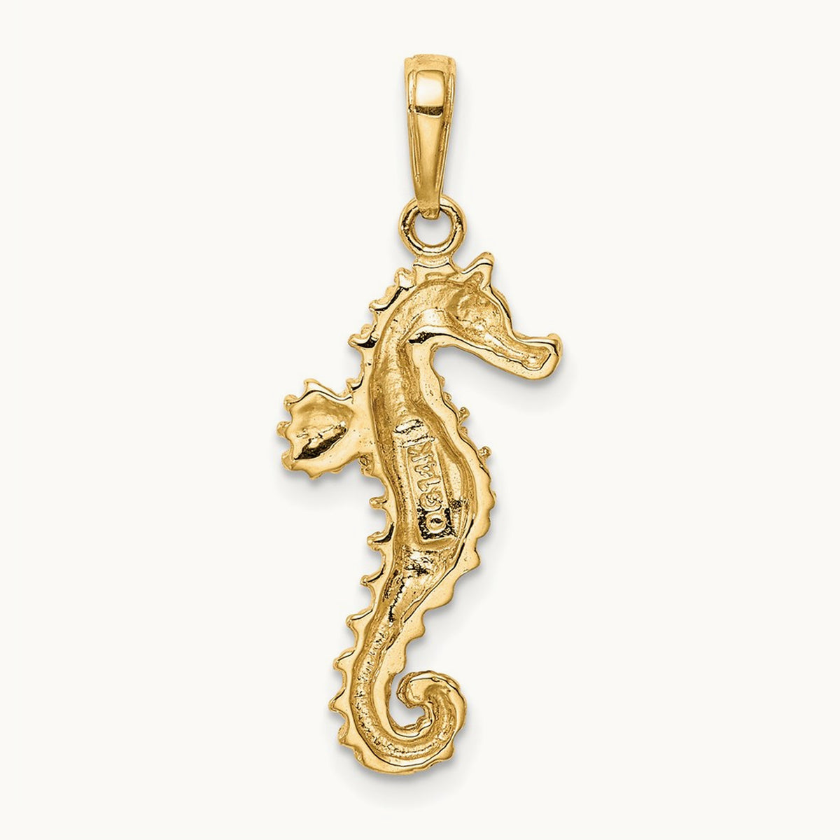 Polished Open-Backed Seahorse Pendant — 14K Yellow Gold