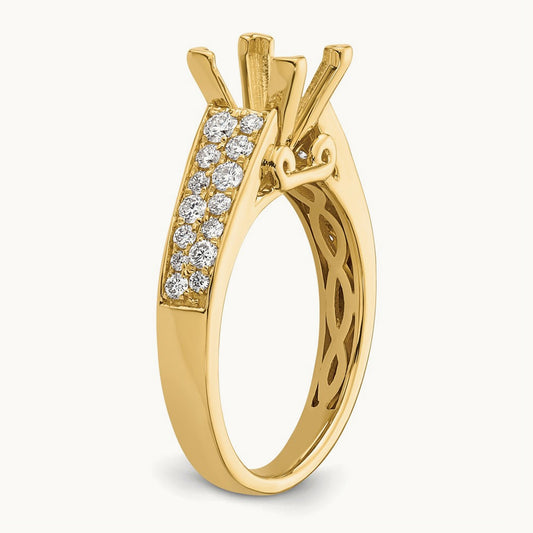 Princess Semi-Mount Engagement Ring, 0.50 ct tw Lab-Grown Diamond — 14K Yellow Gold