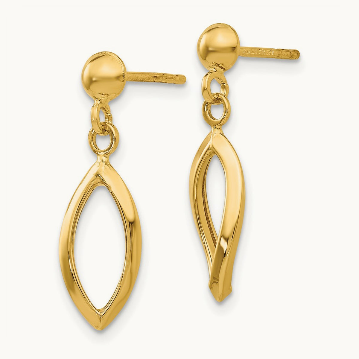 Post Dangle Earrings — 14K Yellow Gold