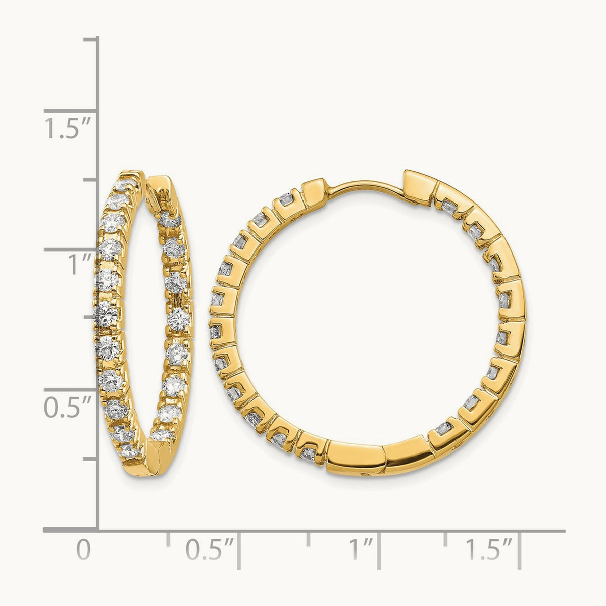 A Diamond Hinged Hoop Earrings, 14K