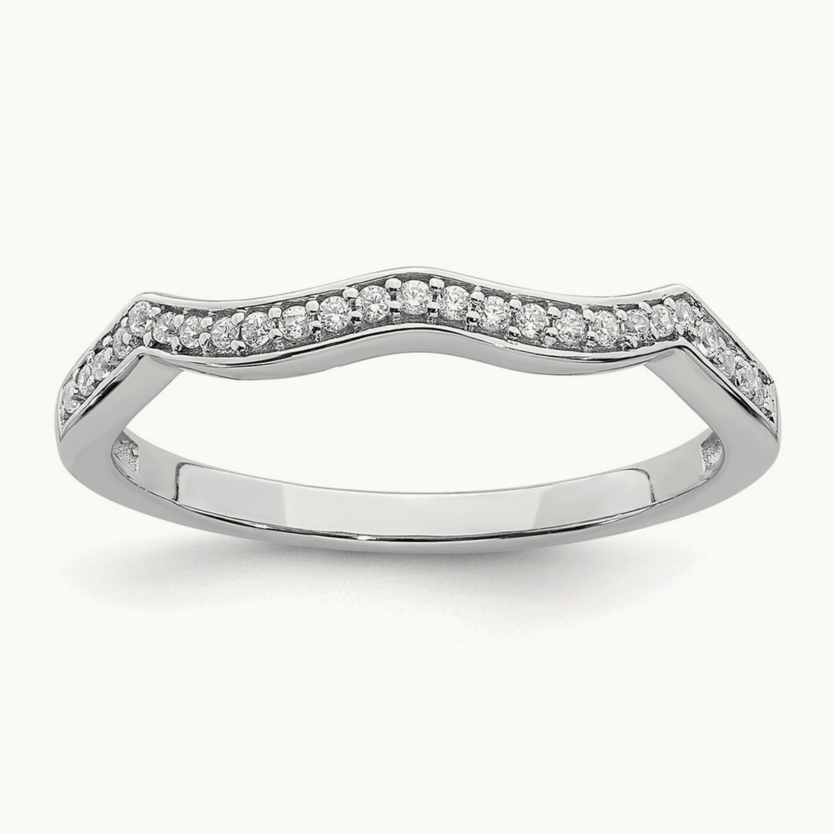 Contoured Diamond Band, 14K White Gold
