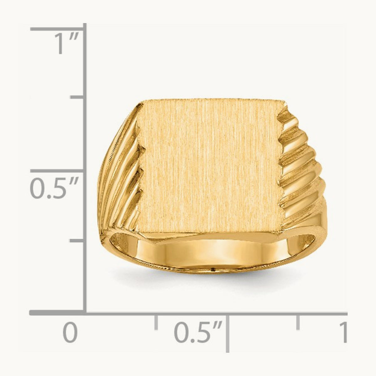 13.0x13. Closed Back Mens Signet Ring, 0mm, 14K