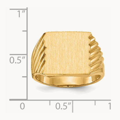 13.0x13. Closed Back Mens Signet Ring, 0mm, 14K
