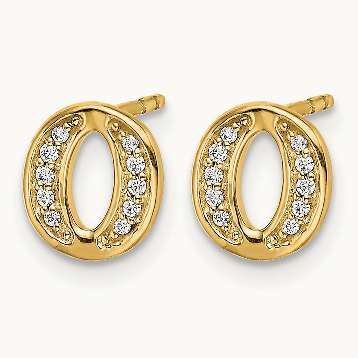Diamond Earrings — 14K Yellow Gold, 8mm, O