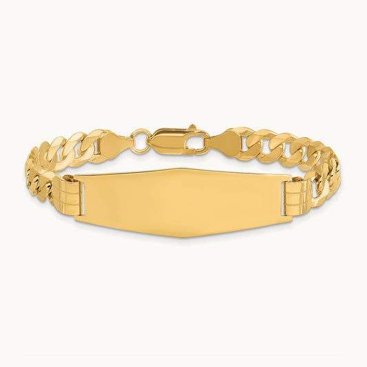 Curb Link Soft Diamond Shape ID Bracelet, 14K